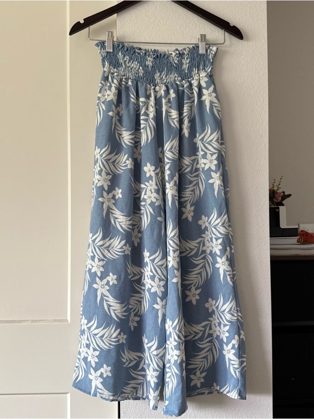 Papermoon Blue & White Floral Wide Leg Jumpsuit/Pants